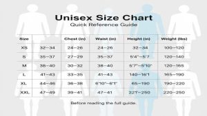 Unisex Clothes Size Chart